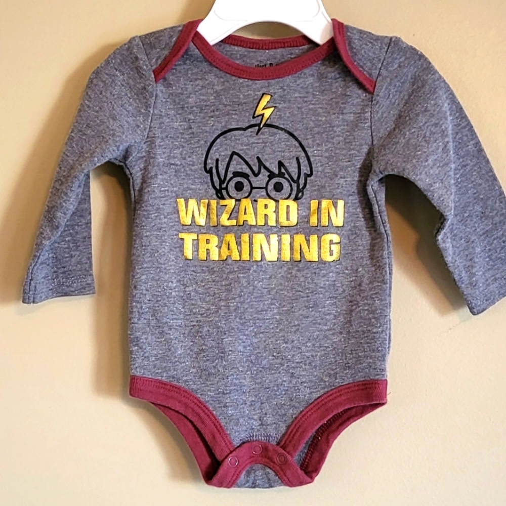 Harry Potter "Wizard In Training" grey long sleeve onesie/bodysuit
